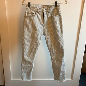 Loft High Waist Skinny Crop Blue/White Striped Pants